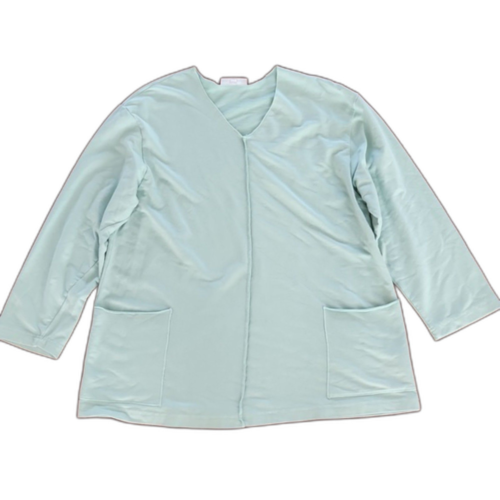 Bryn Walker V-Neck Oversized Bamboo Cotton Blend Tunic, Teal, Size S